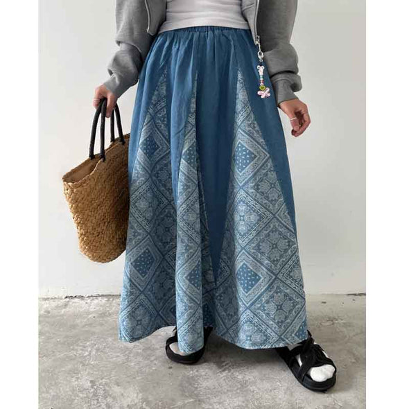 Ａラインスカート　ゴムウエスト　春夏コーデ　ロングスカート