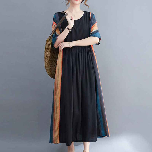 大人カジュアル　楽ちん　ロング丈　着痩せ効果　ワンピース