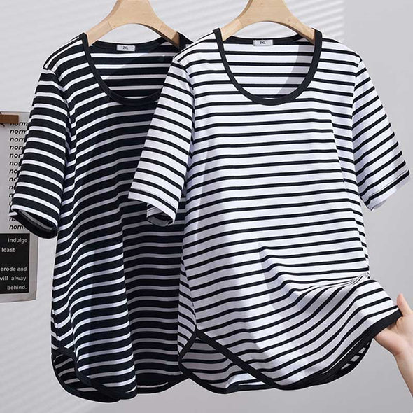 大人カジュアル　ビッグシルエット　ストライプ　夏　Tシャツ