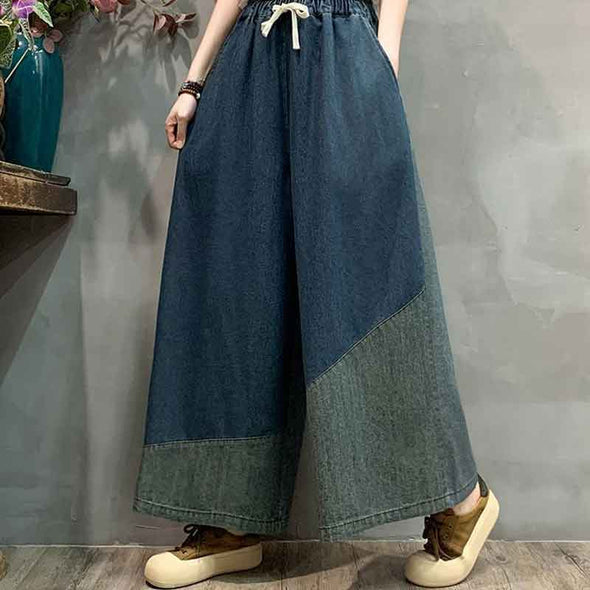大人カジュアル　ワイド風　デニムパンツ
