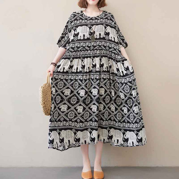 大人カジュアル　ロング丈　体型カバー　ワンピース