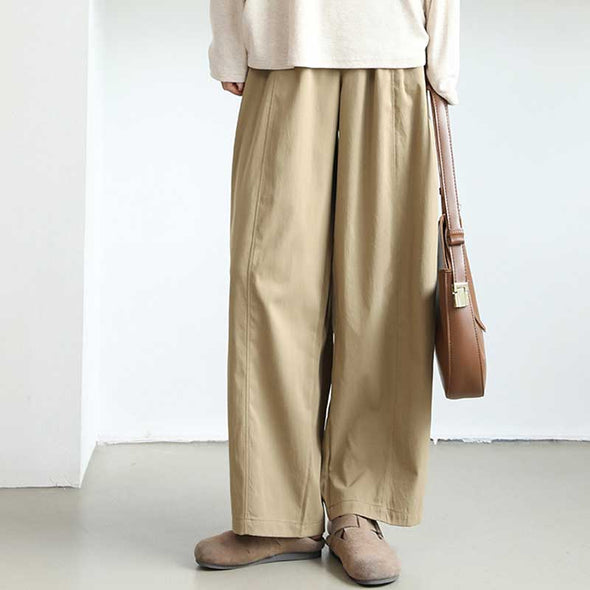 シンプルカジュアル　ワイド風　無地　春夏秋　パンツ