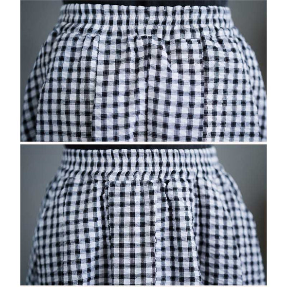 韓国ファッション　エレガント　Aライン　チェック柄　かわいい　夏スカート