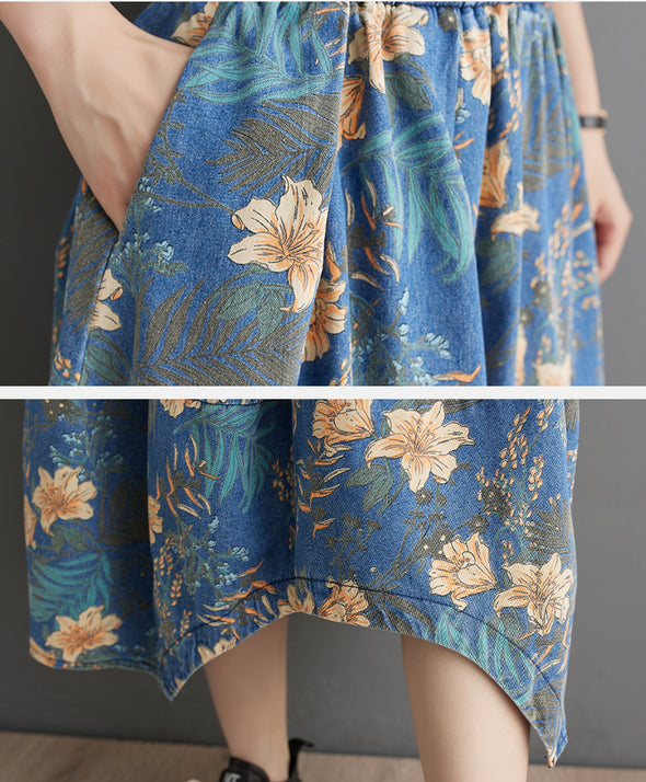 新作　韓国ファッション　かわいいAライン　デニムスカート　ボタニカル　チェック柄　スカート