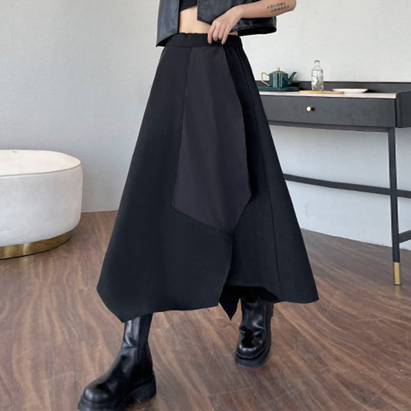 シンプルカジュアル　アシメ裾　不規則　モード系　Aライン　スカート