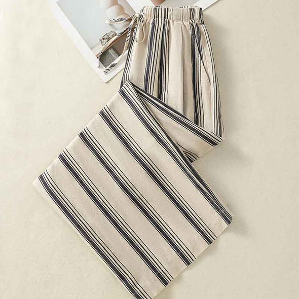 大人カジュアル　綿麻　ワイド風　楽ちん　ガウチョパンツ