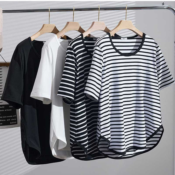 大人カジュアル　ビッグシルエット　ストライプ　夏　Tシャツ