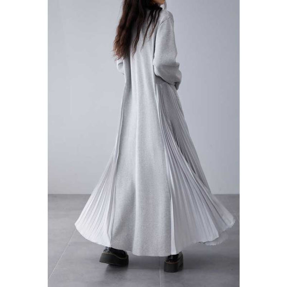 大人かわいい　サイドプリーツ　Ａライン　ロングワンピース　秋　冬　暖かい　ワンピース