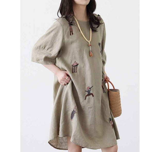 大人カジュアル　夏　半袖　ワンピース