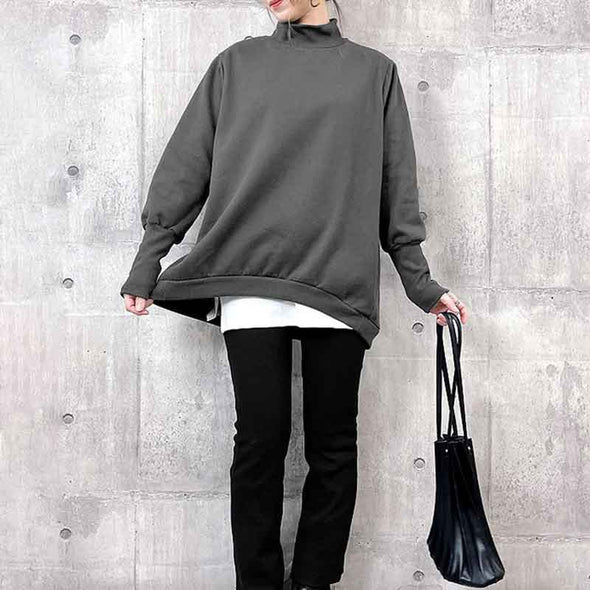 シンプルカジュアル　ハーフネック　秋冬　トレーナー