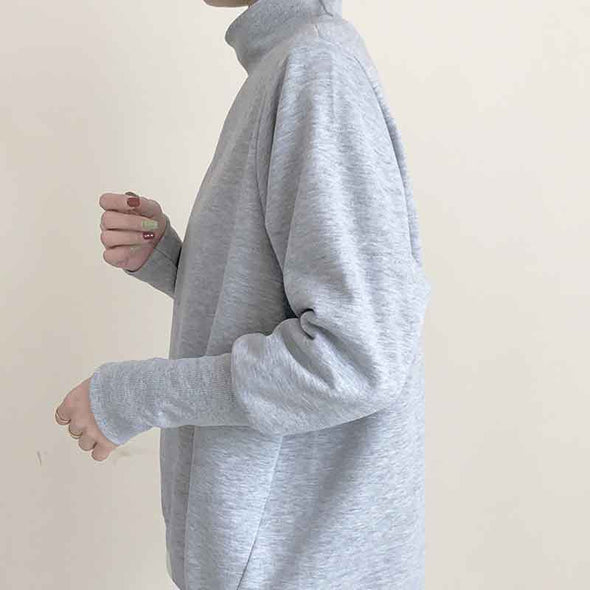 シンプルカジュアル　ハーフネック　秋冬　トレーナー