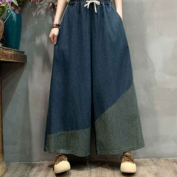 大人カジュアル　ワイド風　デニムパンツ