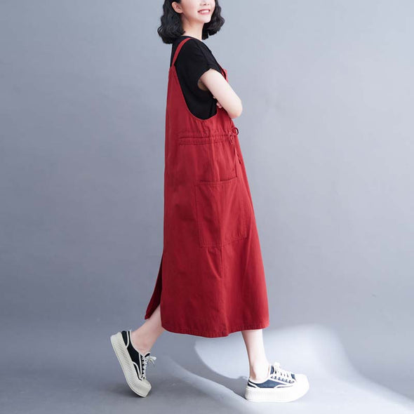 【XL~5XL】大人かわいい　フロントポケット　リボンデザイン　デニムジャンパースカート