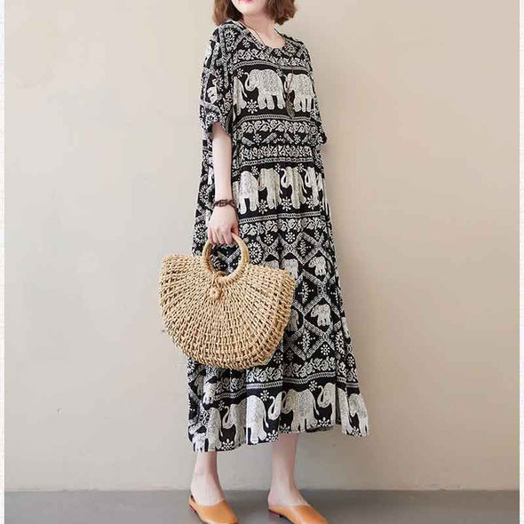 大人カジュアル　ロング丈　体型カバー　ワンピース