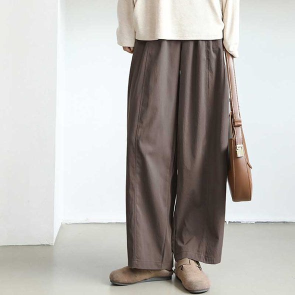シンプルカジュアル　ワイド風　無地　春夏秋　パンツ