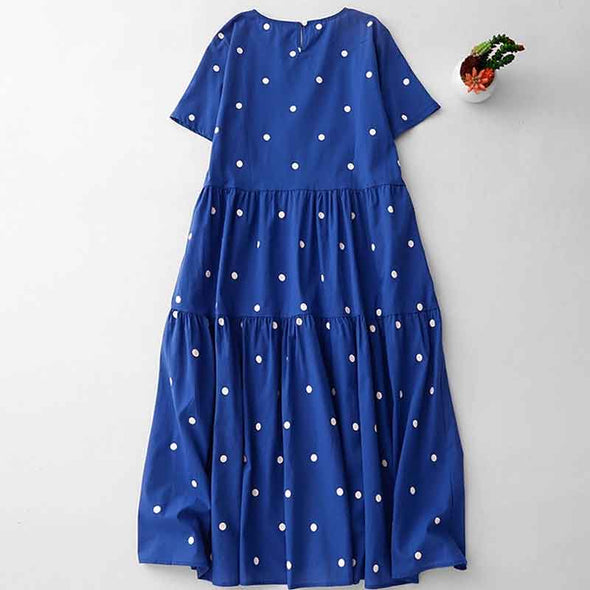 大人かわいい　ドット柄　半袖　ワンピース