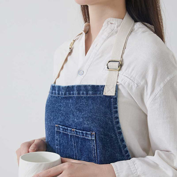 おしゃれ　デニムエプロン　カフェ　家事　飲食店　男女兼用　かわいい　エプロン