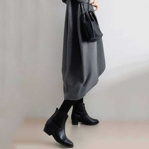 大人かわいい　切り替え　美ライン　おしゃれ　ロングワンピース