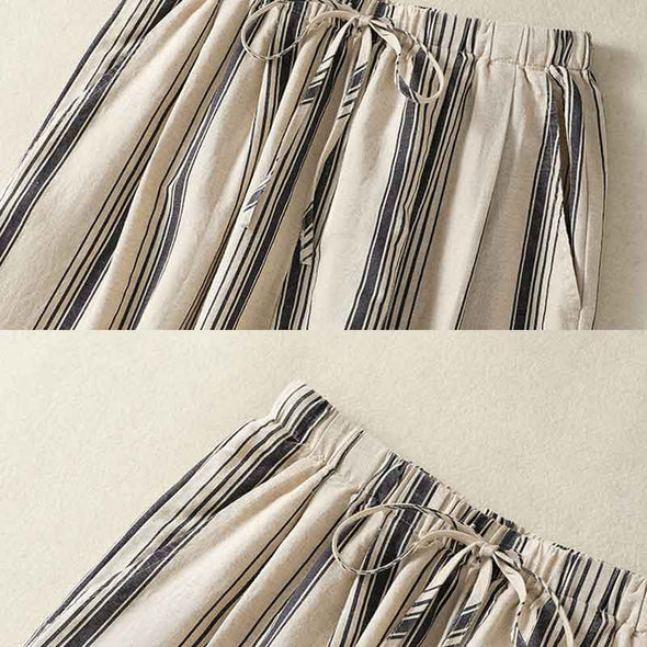 大人カジュアル　綿麻　ワイド風　楽ちん　ガウチョパンツ