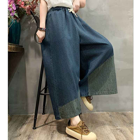 大人カジュアル　ワイド風　デニムパンツ