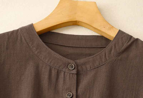 シンプルカジュアル　無地　シャツワンピース