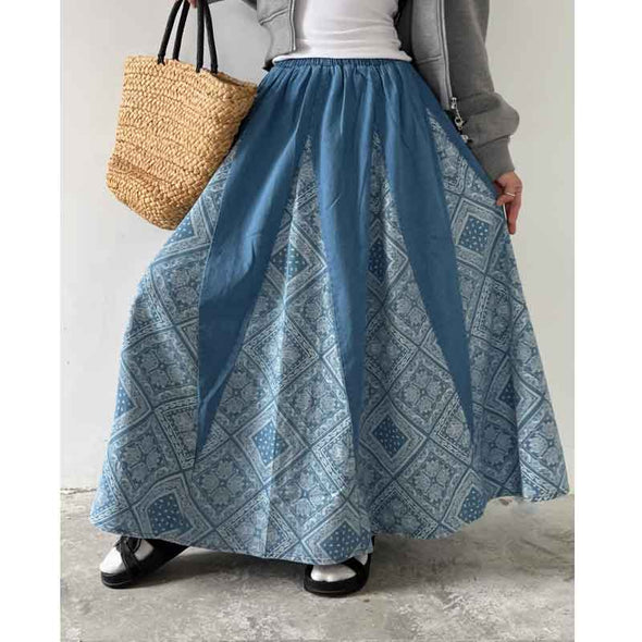 Ａラインスカート　ゴムウエスト　春夏コーデ　ロングスカート
