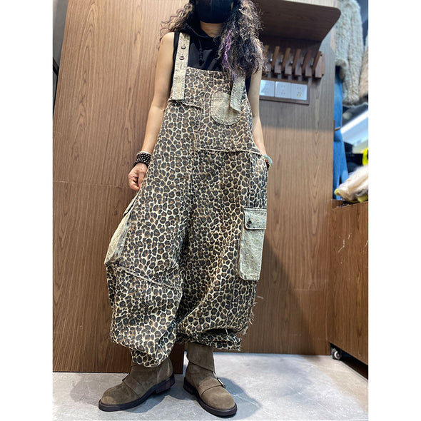 大好評 数量限定 レオパード柄 ヒョウ柄 ワイドバルーン風 デニム素材