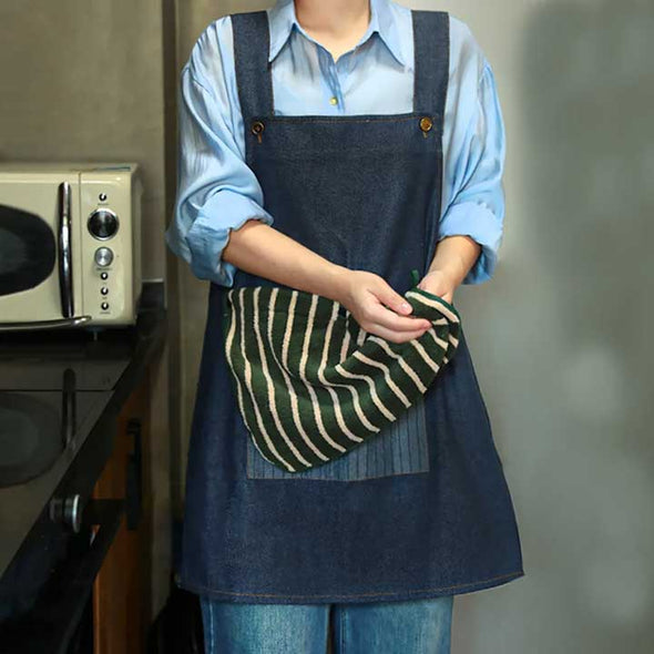 おしゃれエプロン　デニムエプロン　手拭き付き　取り外す可能　かわいい　割烹着　飲食店　家事