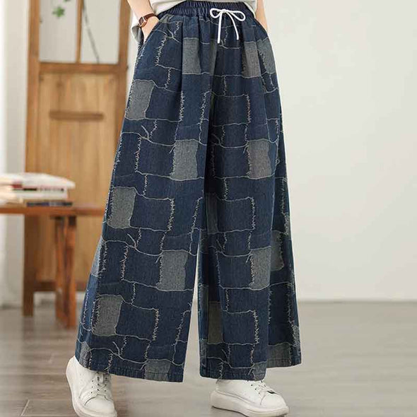 ワイド風　配色　デニムパンツ