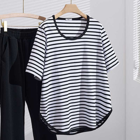 大人カジュアル　ビッグシルエット　ストライプ　夏　Tシャツ