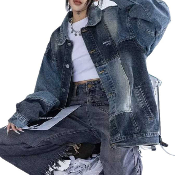【S~XL】韓国ファッション　切替　ゆったりサイズ感　デニムジャケット