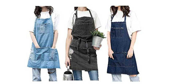 人気デニムエプロン　ダメージ入り　かわいい　おしゃれ　デニムエプロン　丈夫