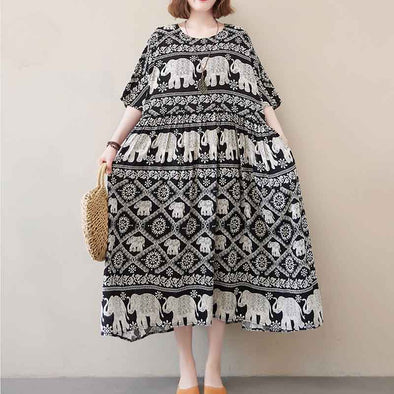 大人カジュアル　ロング丈　体型カバー　ワンピース