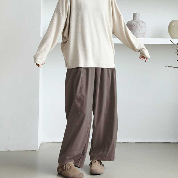 シンプルカジュアル　ワイド風　無地　春夏秋　パンツ