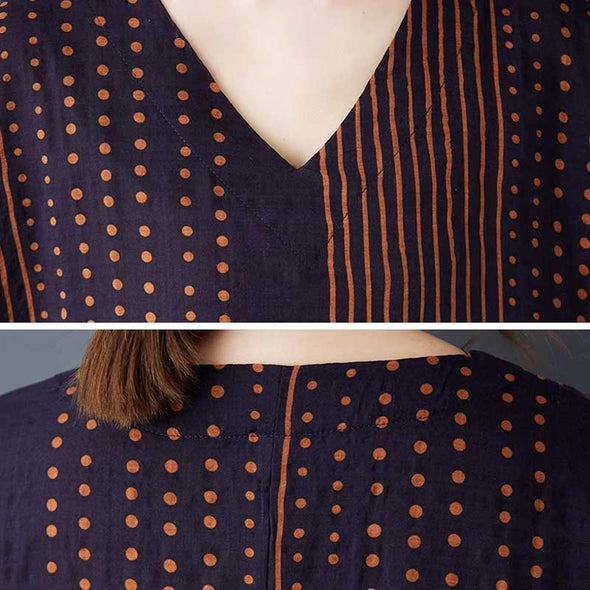 大人カジュアル　vネック　体型カバー　ロングワンピース