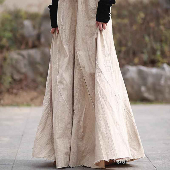 大人カジュアル　ロングマキシ丈　デニム風合　スカート　おしゃれ　かわいい　綿麻　スカート