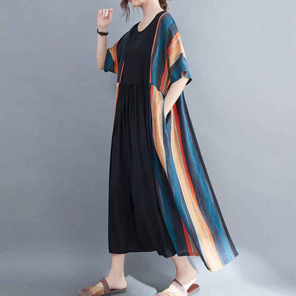 大人カジュアル　楽ちん　ロング丈　着痩せ効果　ワンピース