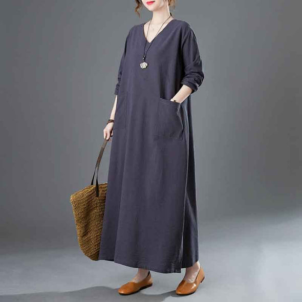 大人カジュアル　長袖　秋新作　ロングワンピース