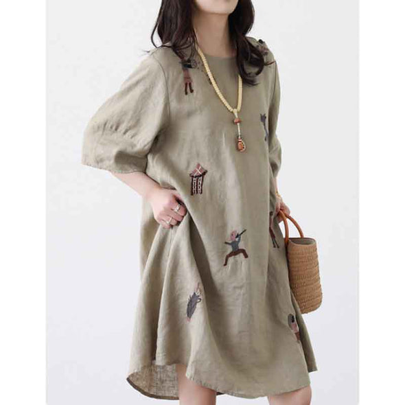 大人カジュアル　夏　半袖　ワンピース