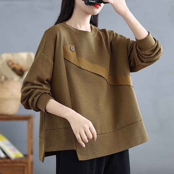 大人カジュアル　アシメデザイン　長袖　トレーナー　秋冬　おしゃれコーデ