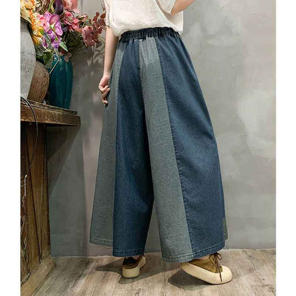 大人カジュアル　ワイド風　デニムパンツ