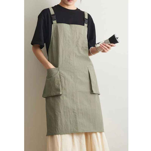 大人カジュアル　5色展開　無地　大き目ポケット　エプロン　