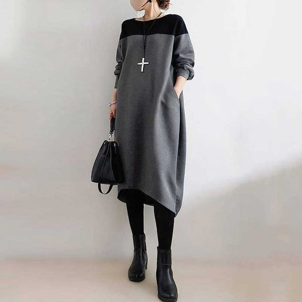 大人かわいい　切り替え　美ライン　おしゃれ　ロングワンピース