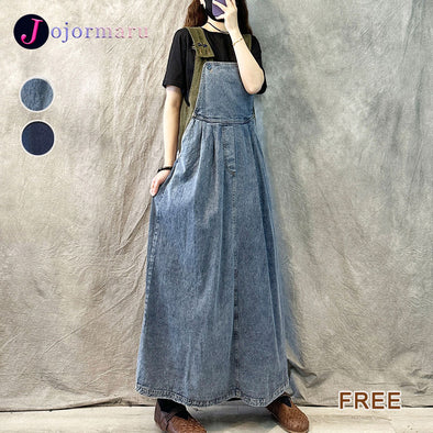 韓国ファッション　人気　デニムワンピース　ジャンパースカート　