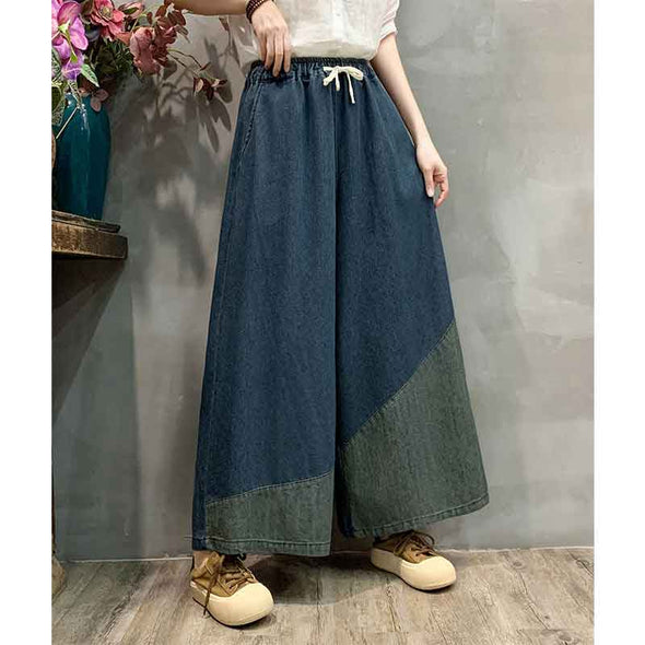 大人カジュアル　ワイド風　デニムパンツ