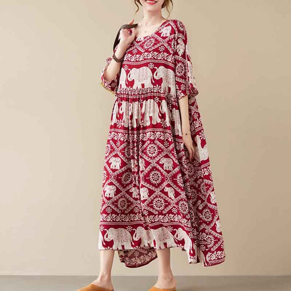 大人カジュアル　ロング丈　体型カバー　ワンピース