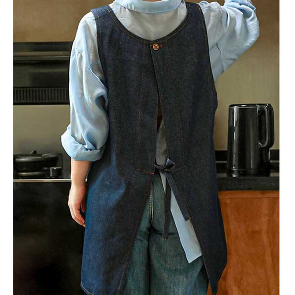 おしゃれエプロン　デニムエプロン　手拭き付き　取り外す可能　かわいい　割烹着　飲食店　家事