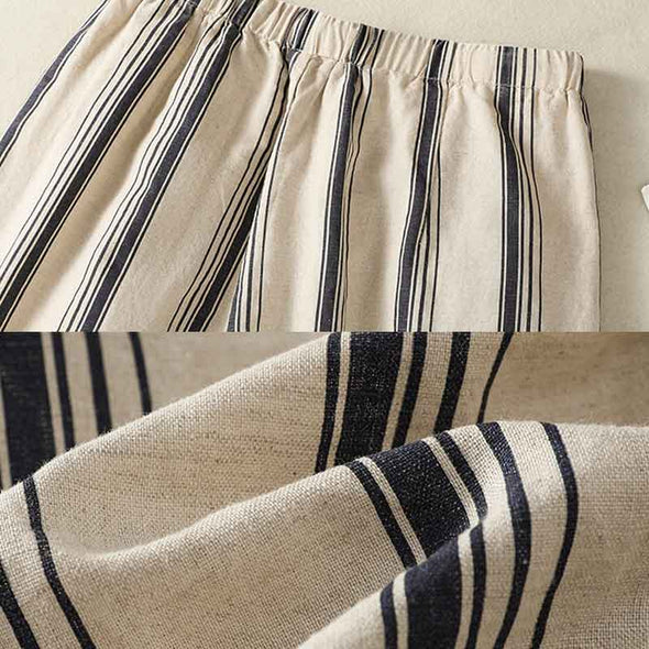 大人カジュアル　綿麻　ワイド風　楽ちん　ガウチョパンツ