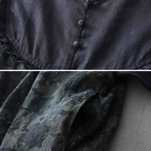 大人かわいい　切り替え　Vネック　楽ちん　ロングワンピース