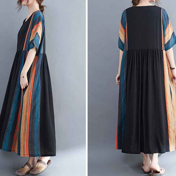 大人カジュアル　楽ちん　ロング丈　着痩せ効果　ワンピース